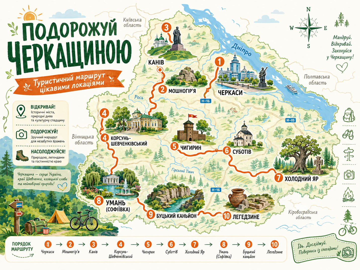 Карта Черкаської області: популярні місця та маршрути
